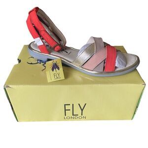FLY London Womens Cune Leather Ankle Strap Sandals 40